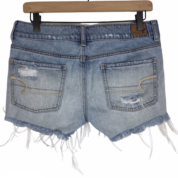 AMERICAN EAGLE Jean Shorts Cut Offs Distressed Denim 100% Cotton Festival Size 4 - Picture 4 of 12